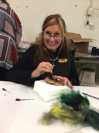 Andi Berry who came all the way from Wyoming for the conference enjoyed learning to felt